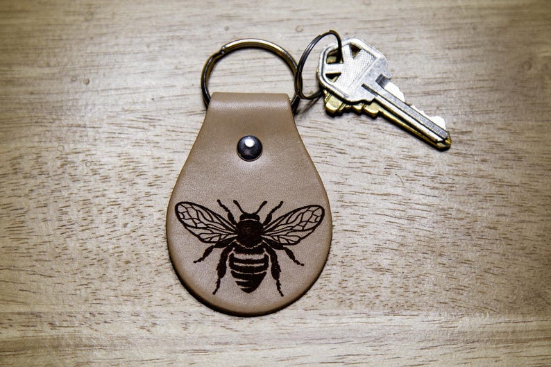 Honey Bee Leather Keychain