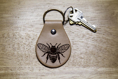 Honey Bee Leather Keychain