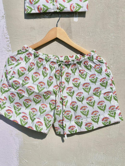 Handmade Cotton Pajama Set: Floral Print Women's Sleepwear