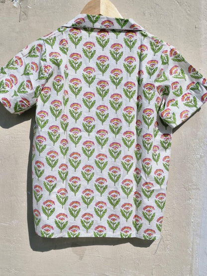 Handmade Cotton Pajama Set: Floral Print Women's Sleepwear
