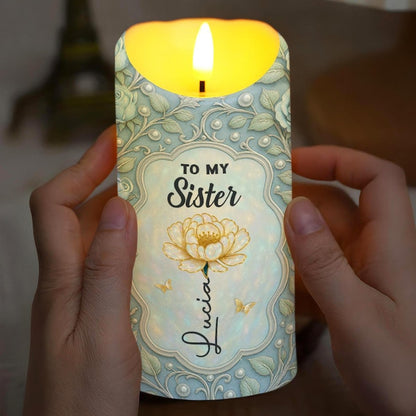 Personalized To My Sister Led Candle, Little Sister Gift, Sisters Candle, Battery Candles, Soul Sister Gift,Flameless Candle,Big Sister Gift