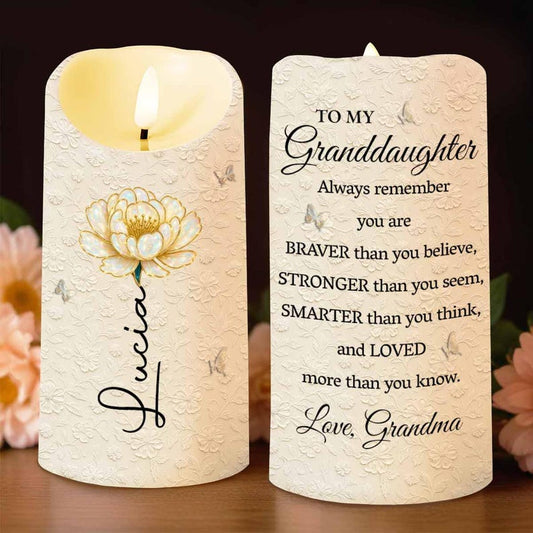Personalized Always Remember You Are Braver Than You Believe LED Candle,Gift Granddaughters,Granddaughter Candle,Birthday Gift Granddaughter