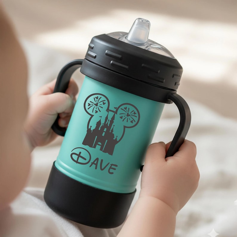 Custom Disney Toddler Water Bottle, Personalized Kids Tumbler with Name, First Family Disney Trip Laser Engraved Cup, Customized Sippy Cup