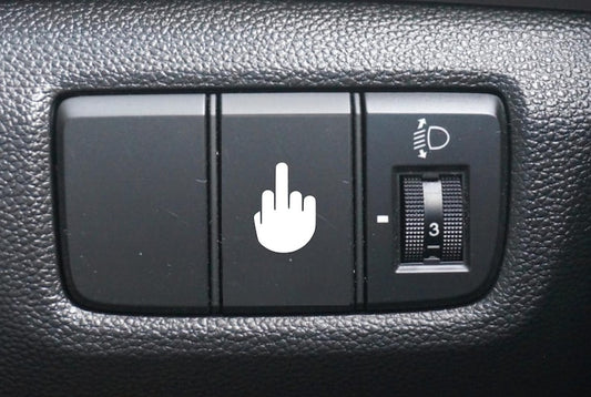 Middle Finger Button Decal, Car Decal, Eject Passenger Button, Blank Button Decal, Vinyl Decal, Car Stickers, Vinyl Stickers, Eject Sticker
