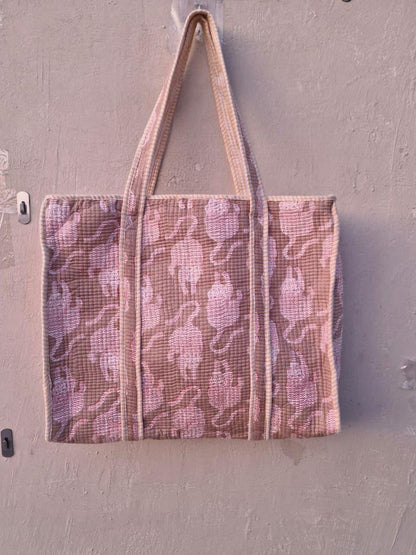 Handmade Quilted Cotton Tote Bag Tiger Print | Boho Shoulder Bag Reusable Market Tote | Eco Friendly Gift for Women