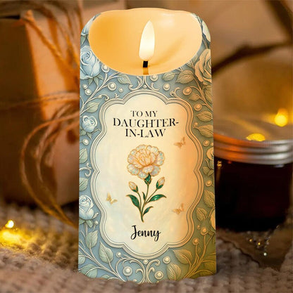 Custom To My Daughter-in-law Led Candle, Gift From Mother, Gift For Her, Daughter In Law Gift, Daughter In Law Wedding Gift, Led Candle