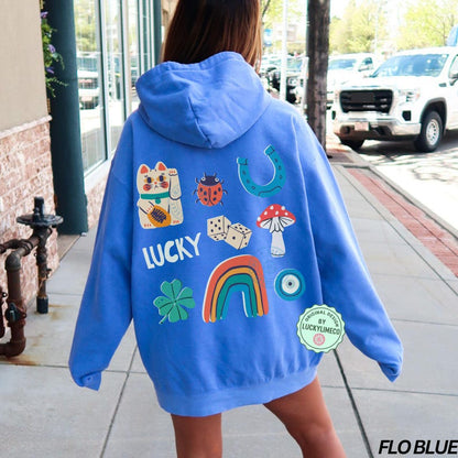 Comfort Colors® Lucky Hoodie, Luck Sweatshirt, Back Design Hoodie, Lucky Girl Hoodie, Aesthetic Shirt, Lucky Things Hoodie, St Patricks Day