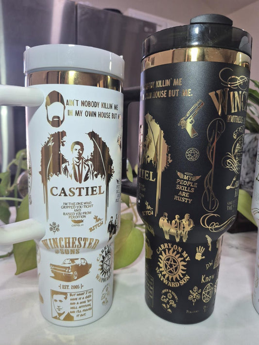 Winchester Tumbler - Supernatural Inspired - 40oz and 30oz GOLD Plated Stainless Steel Custom Engraved Tumbler