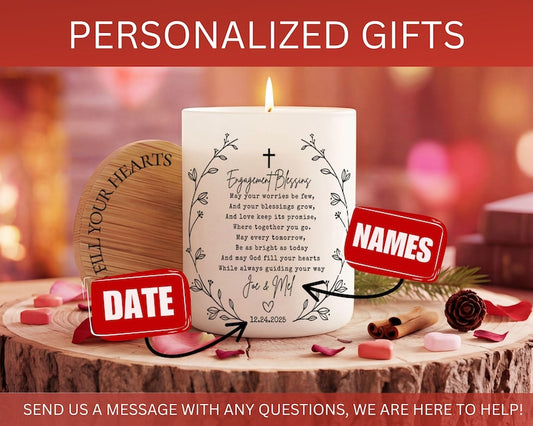Christian Engagement Candle 2026, Newly Engaged Couple Gift, Personalized Blessing for engaged Christian Couple, Scottish Blessing Irish