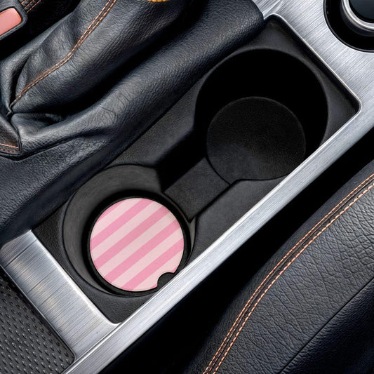 Universal Fit Pink Striped Car Coasters, 1 or 2 Count Car Accessories
