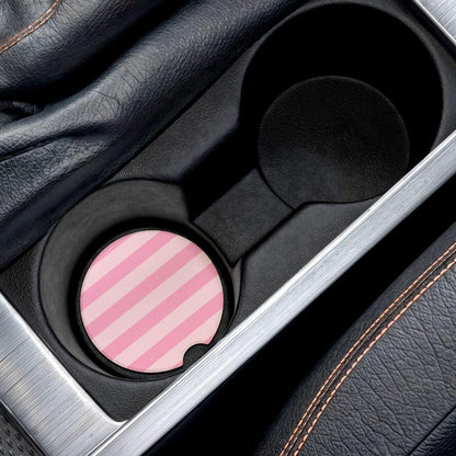 Universal Fit Pink Striped Car Coasters, 1 or 2 Count Car Accessories