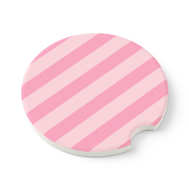 Universal Fit Pink Striped Car Coasters, 1 or 2 Count Car Accessories