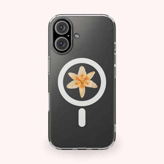 Protective Magnetic Lily Flower Clear Phone Case