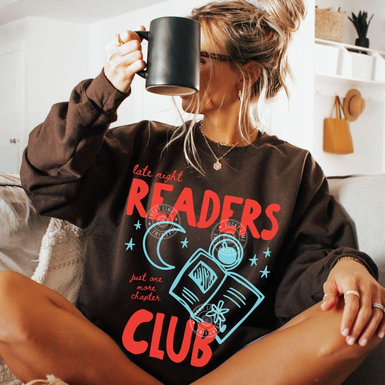 Late Night Readers Club Sweatshirt, Book Lover Gifts, Trendy Book Shirt, Bookish Sweatshirt, Reading Shirt for Women, Bookworm Gift