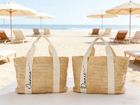 Woven Straw Tote Bag, Personalized Summer Travel Shoulder Bag, Beach Gift Tote