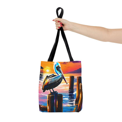 Pelican Sunset Tote Bag,  Coastal Beach Tote, Ocean Bird Art Bag, Nautical Carryall, Beach Lover Gift, Lucky Levi