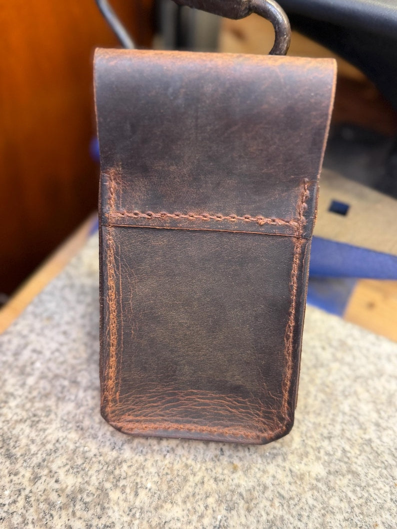 Leather Phone Holster, Belt Loop Case, Handmade Full Grain Buffalo, Made in US
