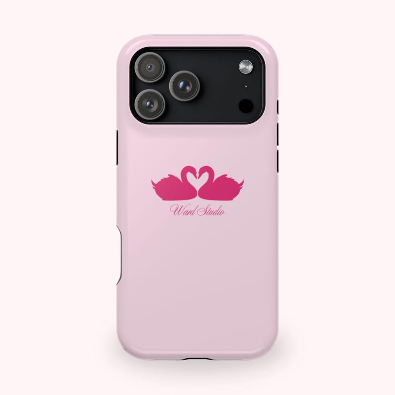 Pink Swans & Script Protective Magnetic Phone Case for iPhone