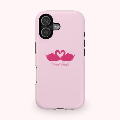 Pink Swans & Script Protective Magnetic Phone Case for iPhone