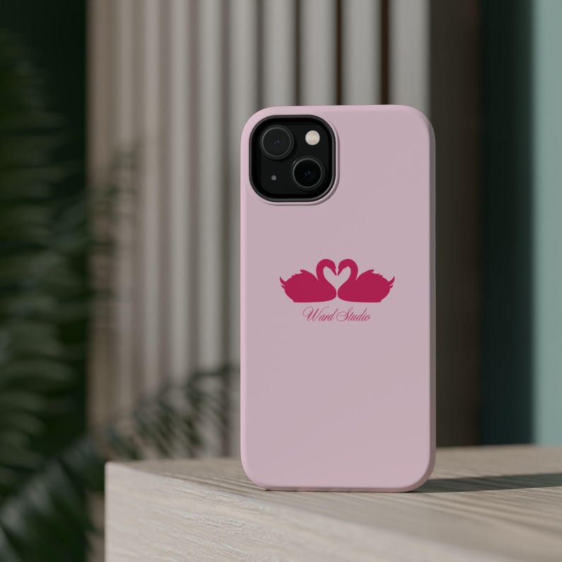 Pink Swans & Script Protective Magnetic Phone Case for iPhone