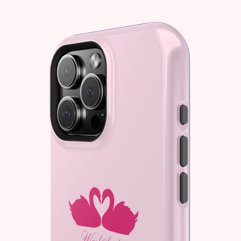 Pink Swans & Script Protective Magnetic Phone Case for iPhone