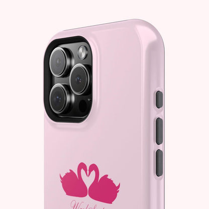 Pink Swans & Script Protective Magnetic Phone Case for iPhone
