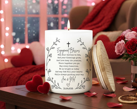 Christian Engagement Candle 2026, Newly Engaged Couple Gift, Personalized Blessing for engaged Christian Couple, Scottish Blessing Irish