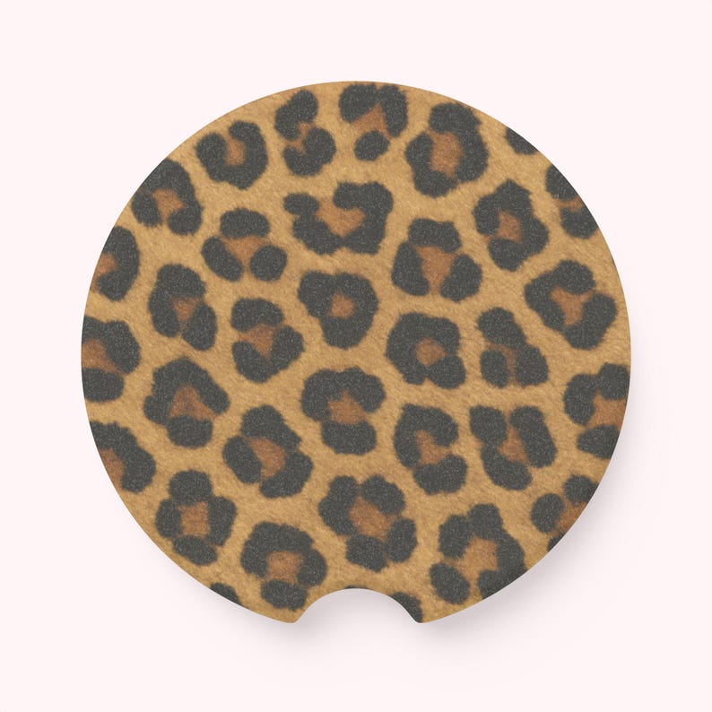 Universal Fit Cheetah Print Car Coasters, 1 or 2 Count Car Accessories