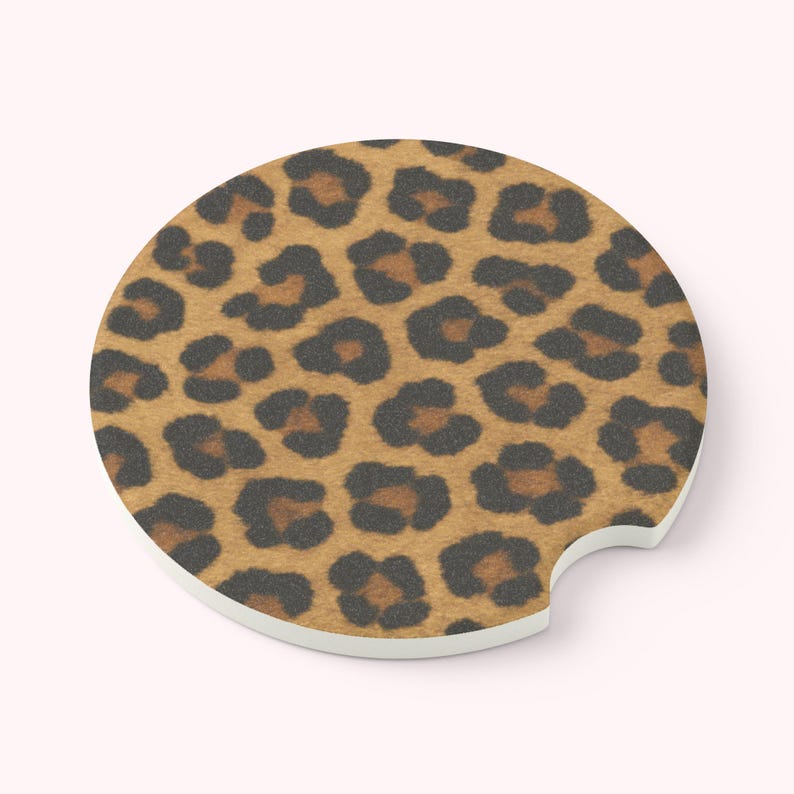 Universal Fit Cheetah Print Car Coasters, 1 or 2 Count Car Accessories