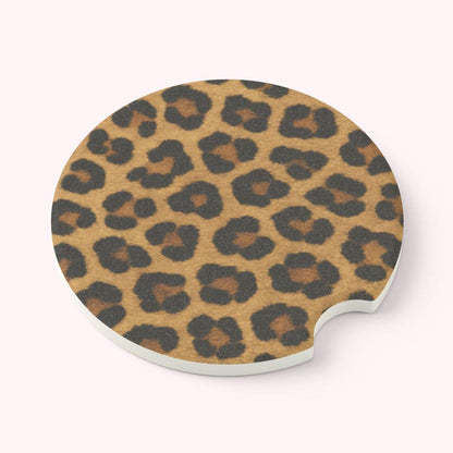Universal Fit Cheetah Print Car Coasters, 1 or 2 Count Car Accessories