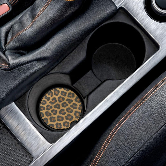 Universal Fit Cheetah Print Car Coasters, 1 or 2 Count Car Accessories