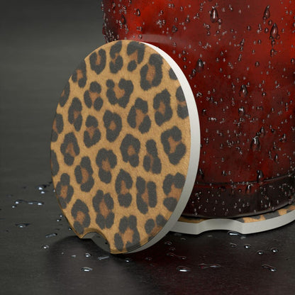 Universal Fit Cheetah Print Car Coasters, 1 or 2 Count Car Accessories