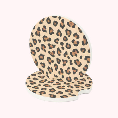 Universal Fit Cheetah Print Car Coasters, 1 or 2 Count Car Accessories