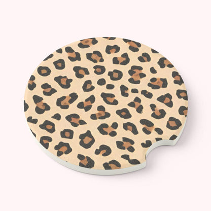 Universal Fit Cheetah Print Car Coasters, 1 or 2 Count Car Accessories