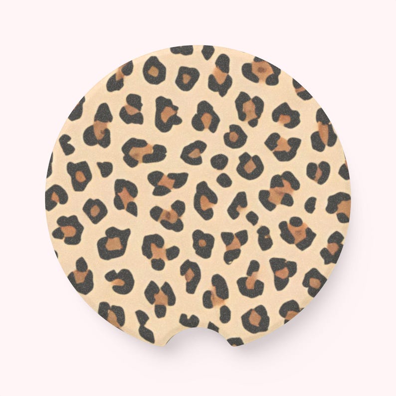 Universal Fit Cheetah Print Car Coasters, 1 or 2 Count Car Accessories