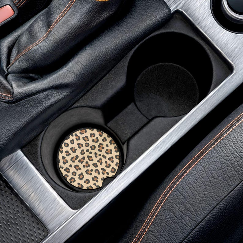 Universal Fit Cheetah Print Car Coasters, 1 or 2 Count Car Accessories