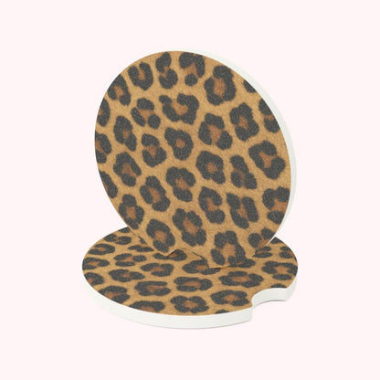 Universal Fit Cheetah Print Car Coasters, 1 or 2 Count Car Accessories