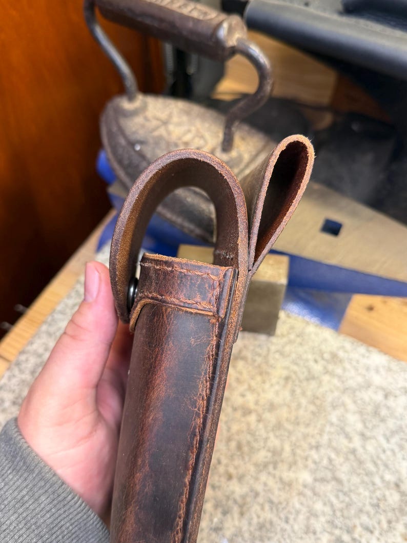Leather Phone Holster, Belt Loop Case, Handmade Full Grain Buffalo, Made in US