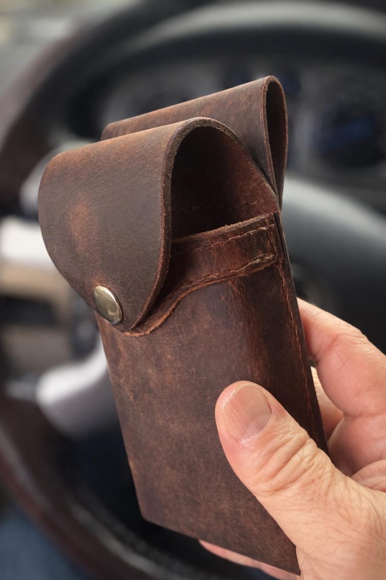 Leather Phone Holster, Belt Loop Case, Handmade Full Grain Buffalo, Made in US