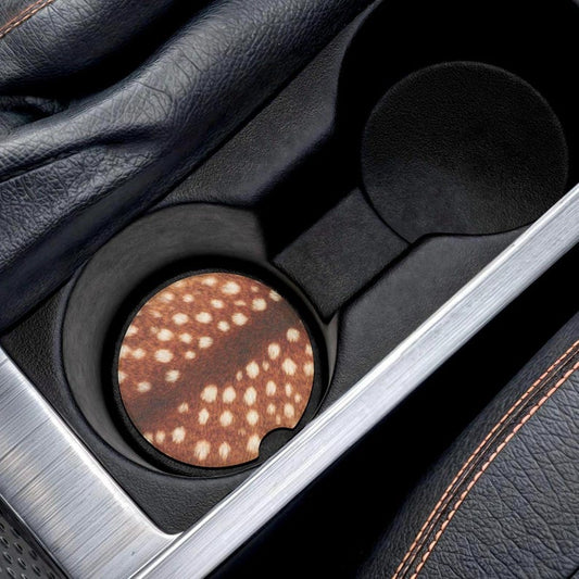 Universal Fit Deer Print Car Coasters — 1 or 2 Count Automotive Accessories