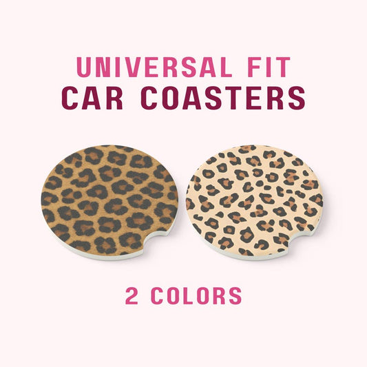 Universal Fit Cheetah Print Car Coasters, 1 or 2 Count Car Accessories