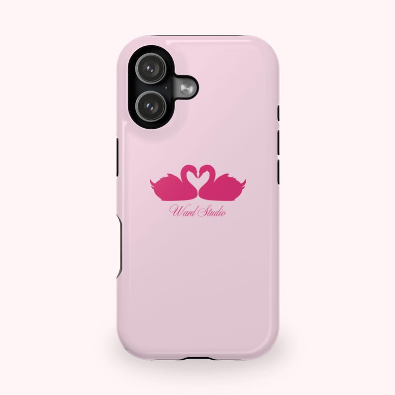 Pink Swans & Script Protective Magnetic Phone Case for iPhone
