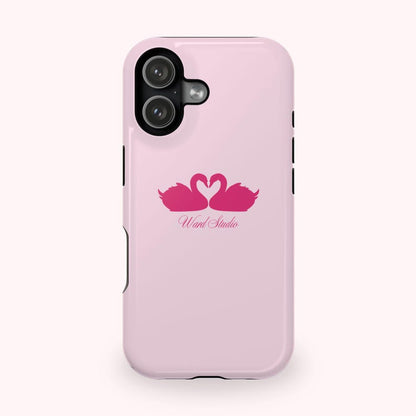 Pink Swans & Script Protective Magnetic Phone Case for iPhone