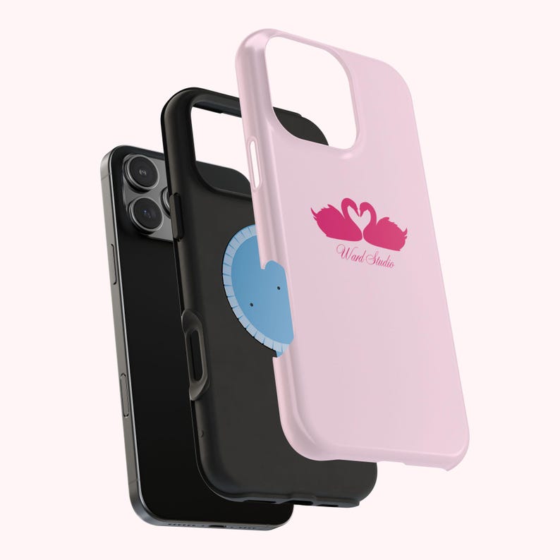 Pink Swans & Script Protective Magnetic Phone Case for iPhone