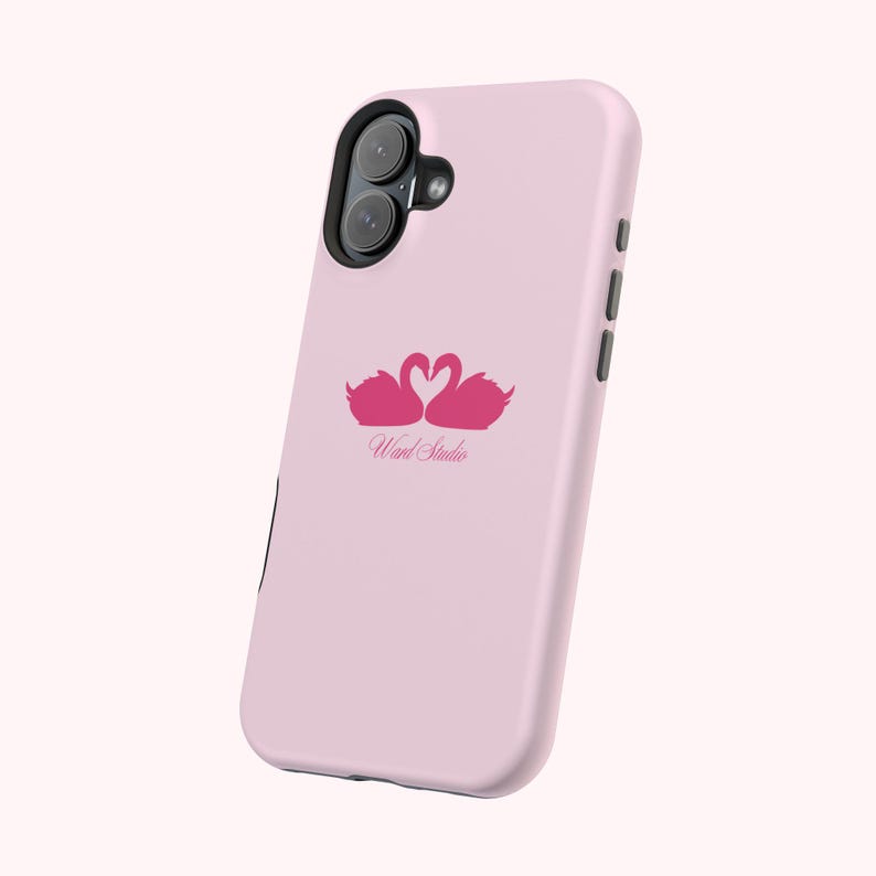 Pink Swans & Script Protective Magnetic Phone Case for iPhone