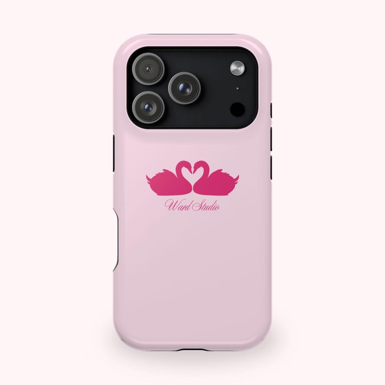 Pink Swans & Script Protective Magnetic Phone Case for iPhone