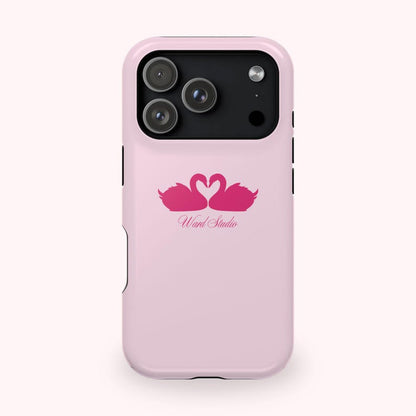 Pink Swans & Script Protective Magnetic Phone Case for iPhone