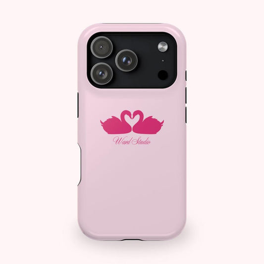Pink Swans & Script Protective Magnetic Phone Case for iPhone