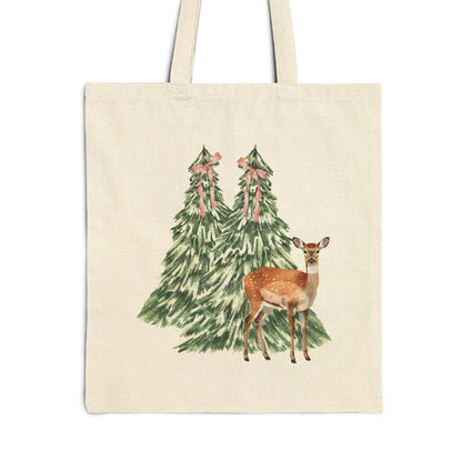 Deer Tote Bag — Coquette Reusable Grocery Shopping Bags, Eco-Friendly Cotton Canvas