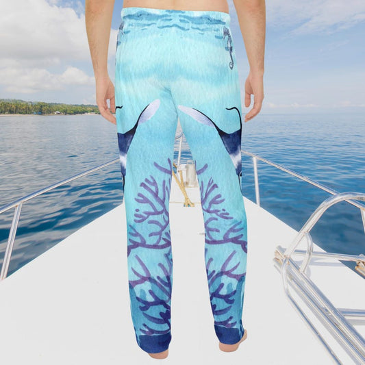 Mens Stingray Pajama Pants, Ocean PJ Bottoms, Coastal Lounge Pants, Marine Life Sleepwear, Beach Dad Gift